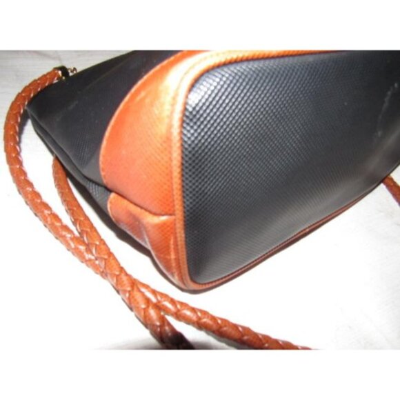 Bottega Veneta Vintage Black Satchel Coated Canvas And Brown Braid - Picture 12 of 12